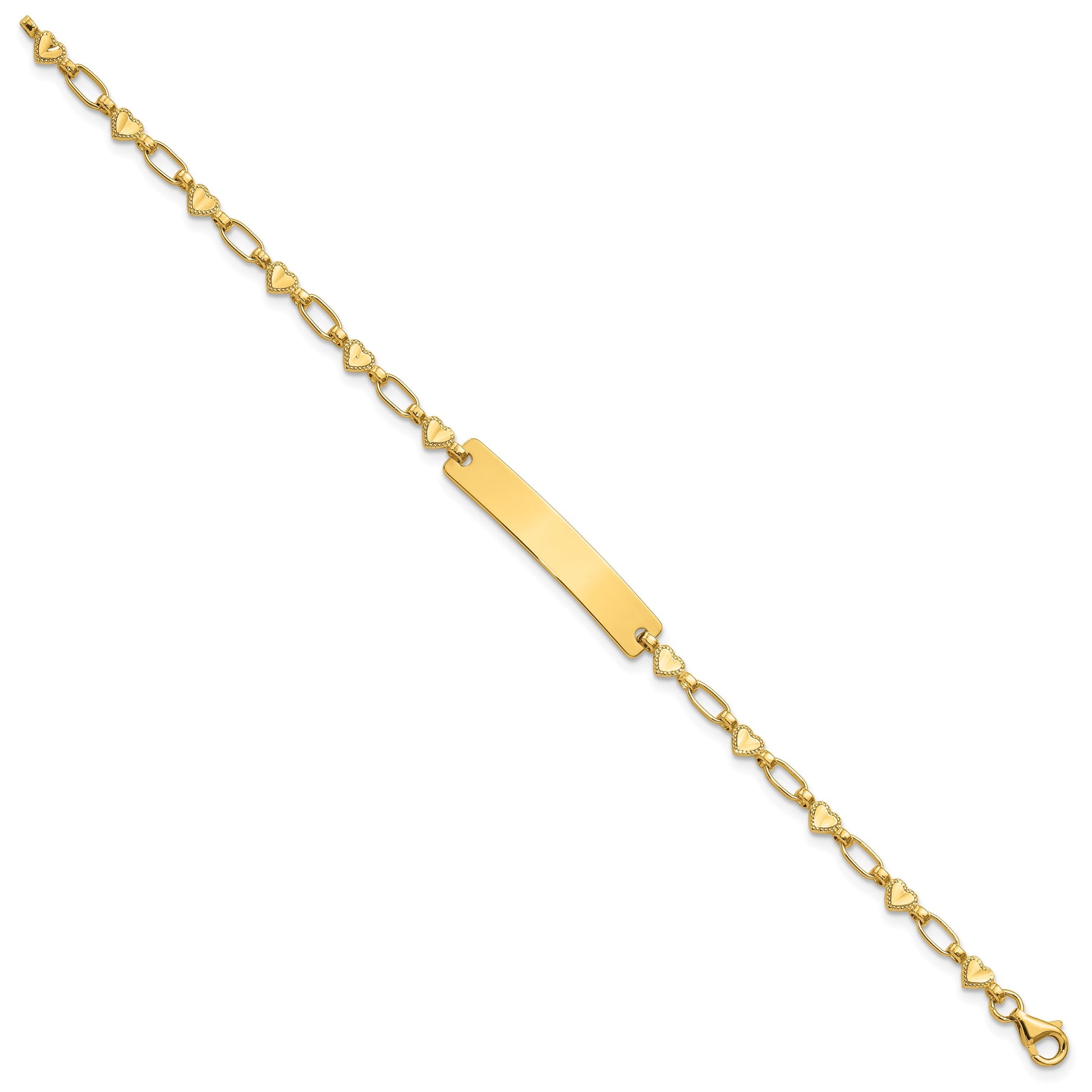 Sterling Silver Gold-tone 6.5 inch Hearts Children's ID Bracelet