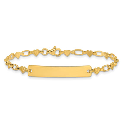 Sterling Silver Gold-tone 6.5 inch Hearts Children's ID Bracelet