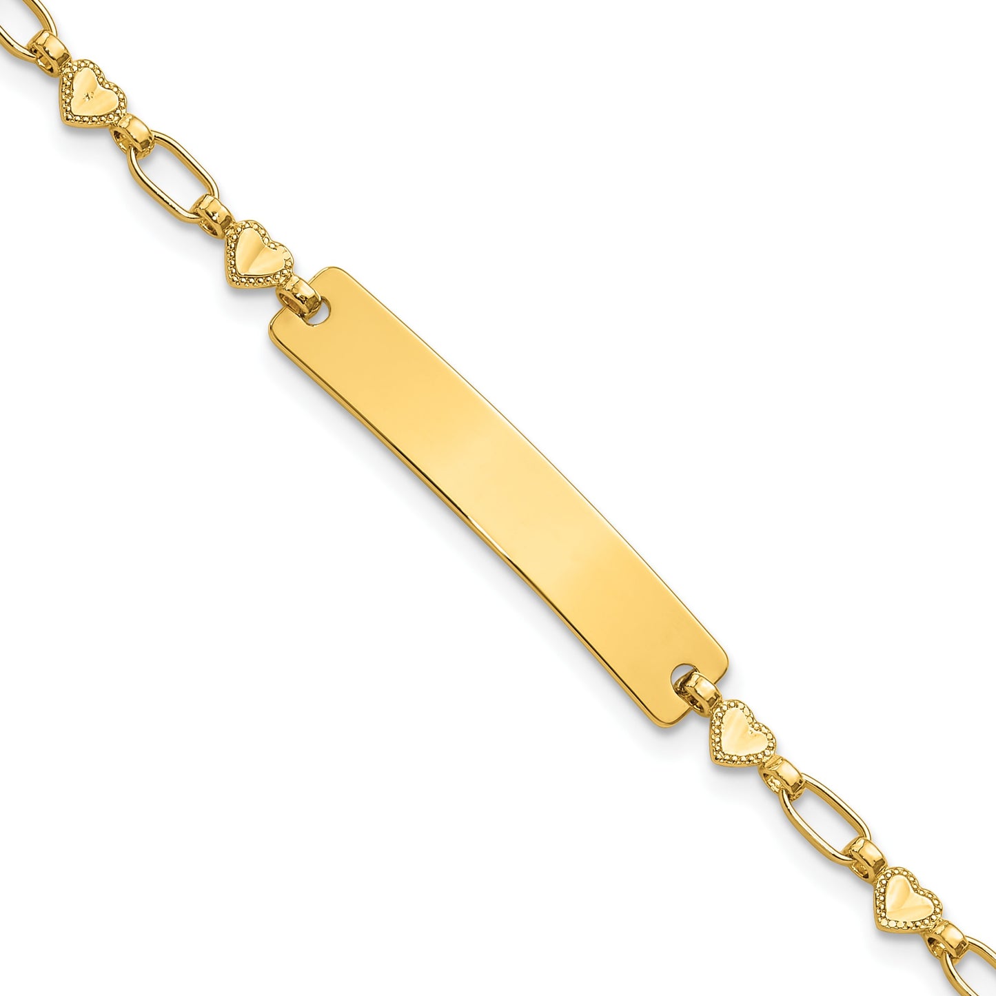 Sterling Silver Gold-tone 6.5 inch Hearts Children's ID Bracelet