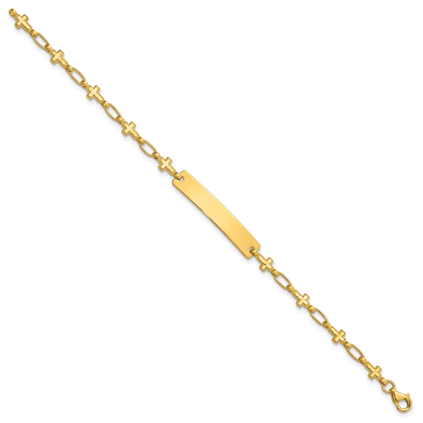 Sterling Silver Gold-tone 6.25 inch Cross Children's ID Bracelet