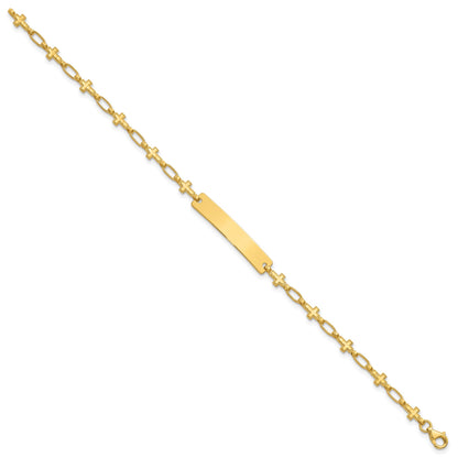 Sterling Silver Gold-tone 7.5 inch Cross ID Bracelet