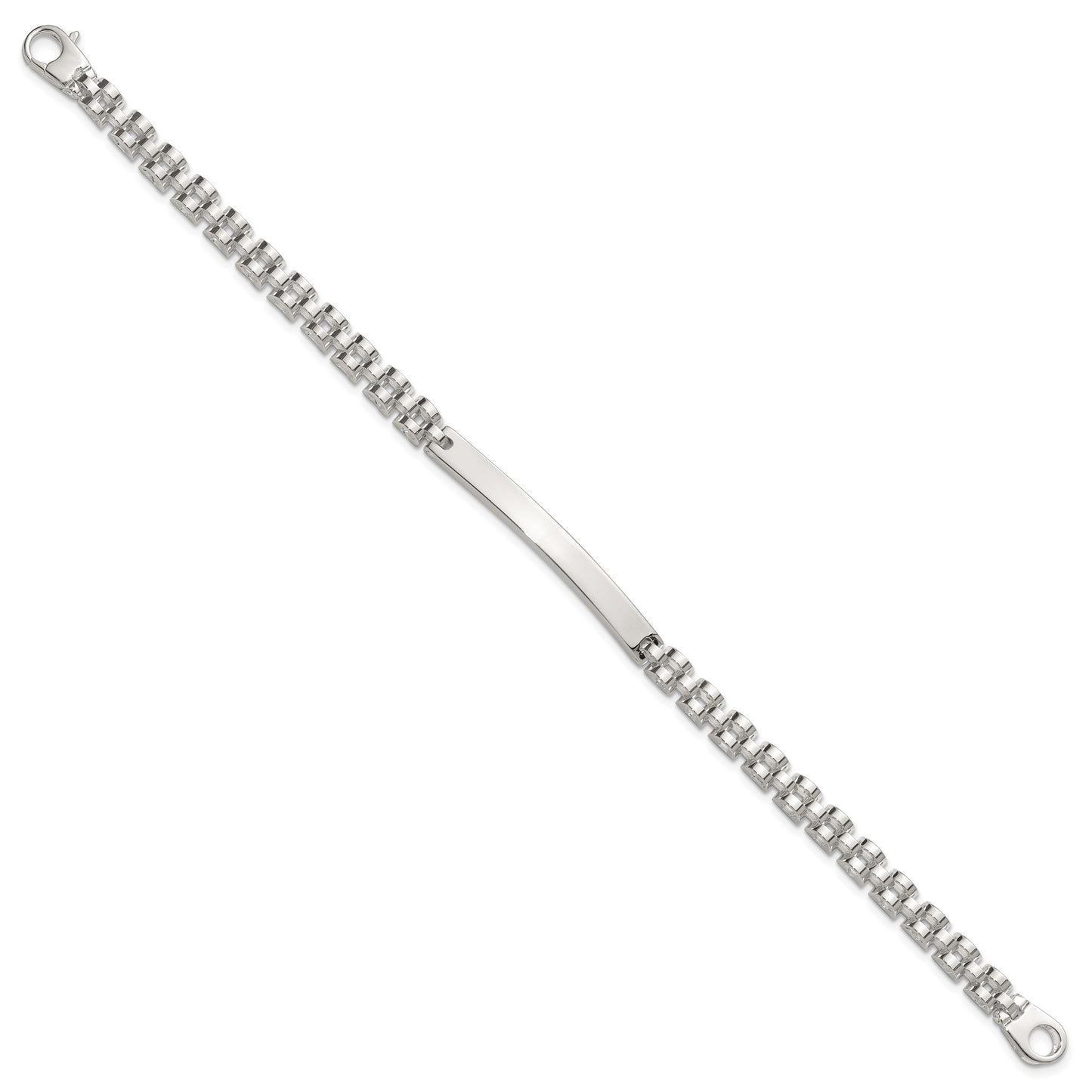 Sterling Silver Polished 4.7mm Fancy Link 8 inch Mens ID Bracelet