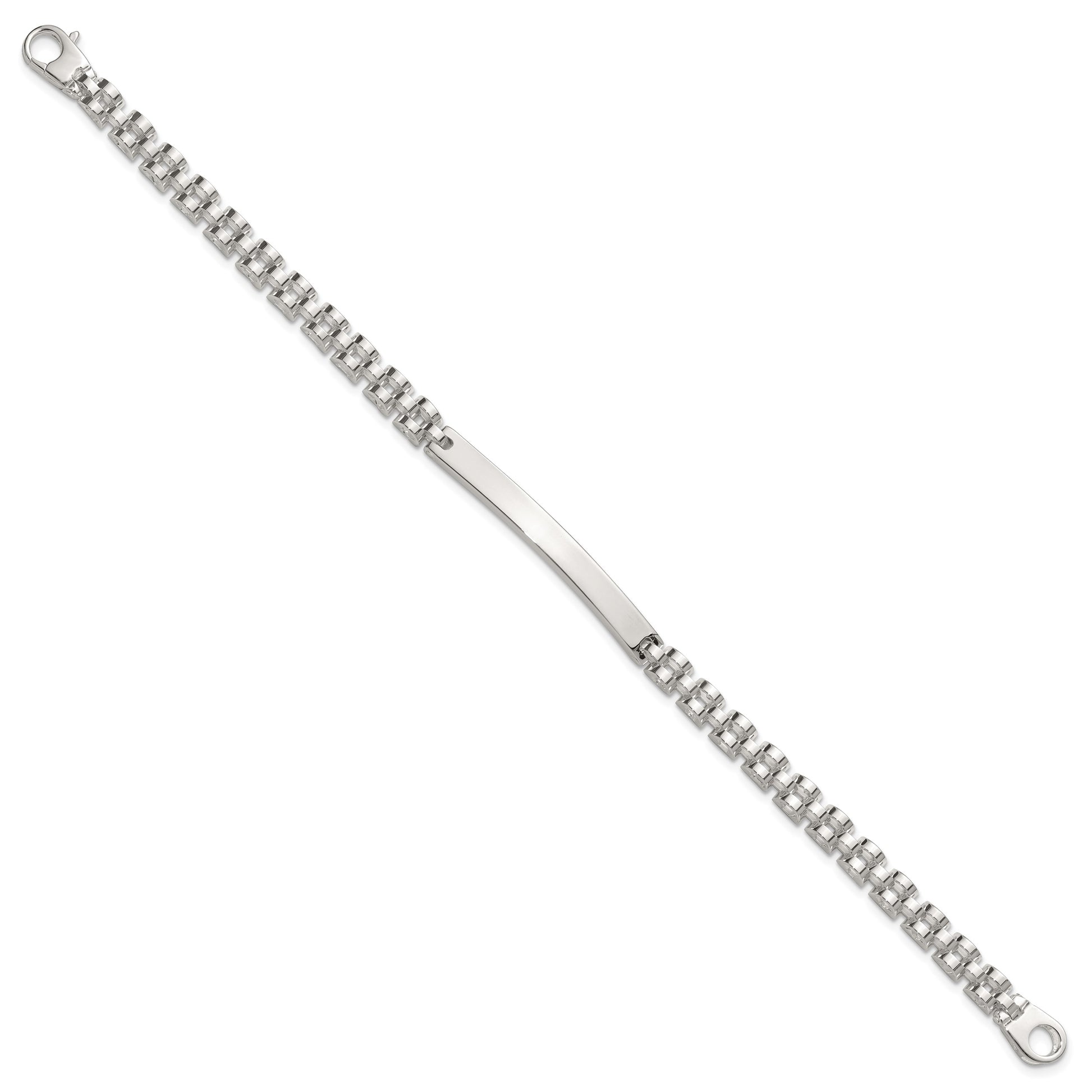 Sterling Silver Polished 4.7mm Fancy Link 8 inch Mens ID Bracelet