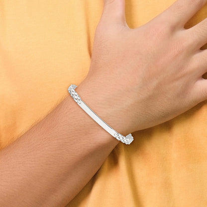 Sterling Silver Polished 4.7mm Fancy Link 8 inch Mens ID Bracelet