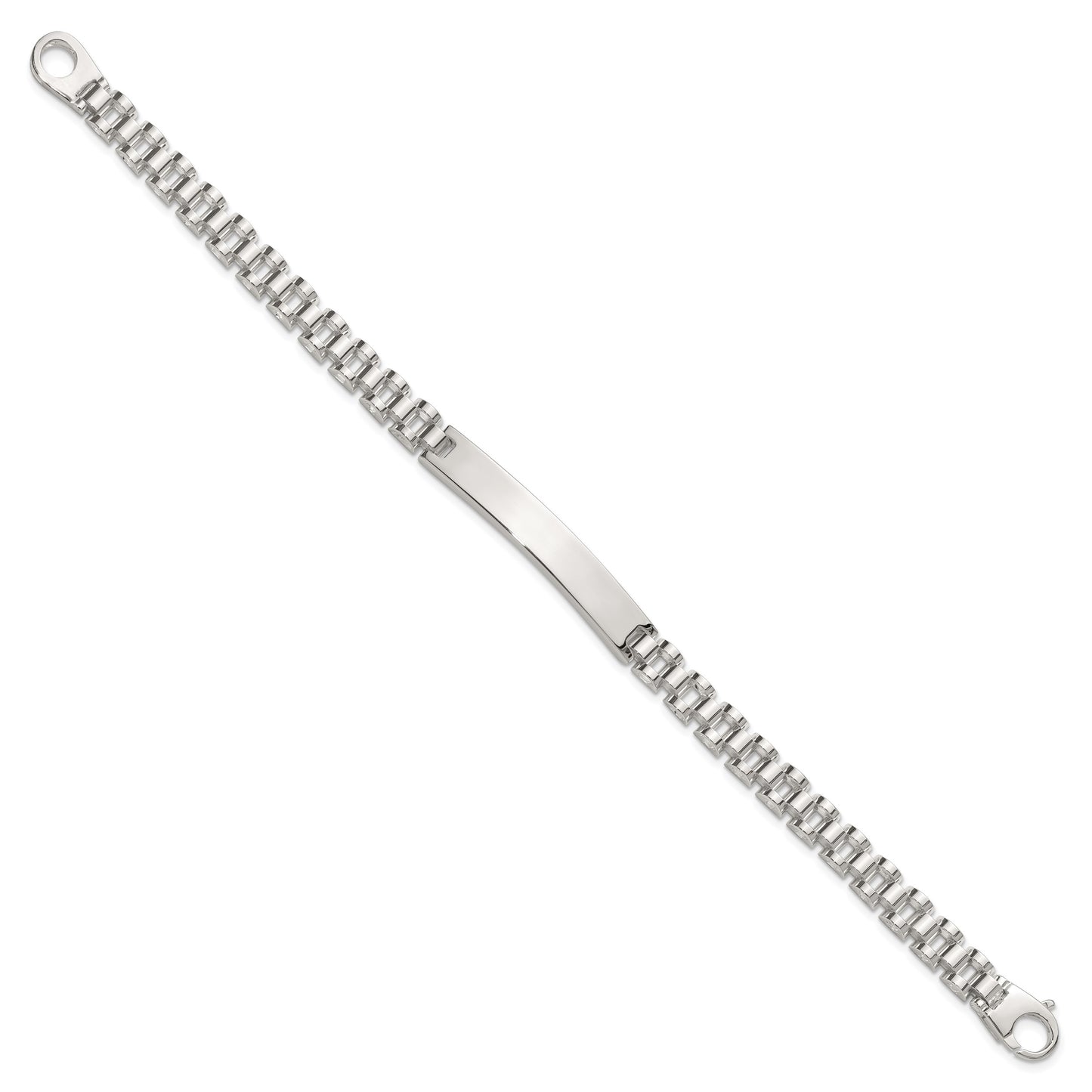 Sterling Silver Polished 6.6mm Fancy Link 8 inch Mens ID Bracelet