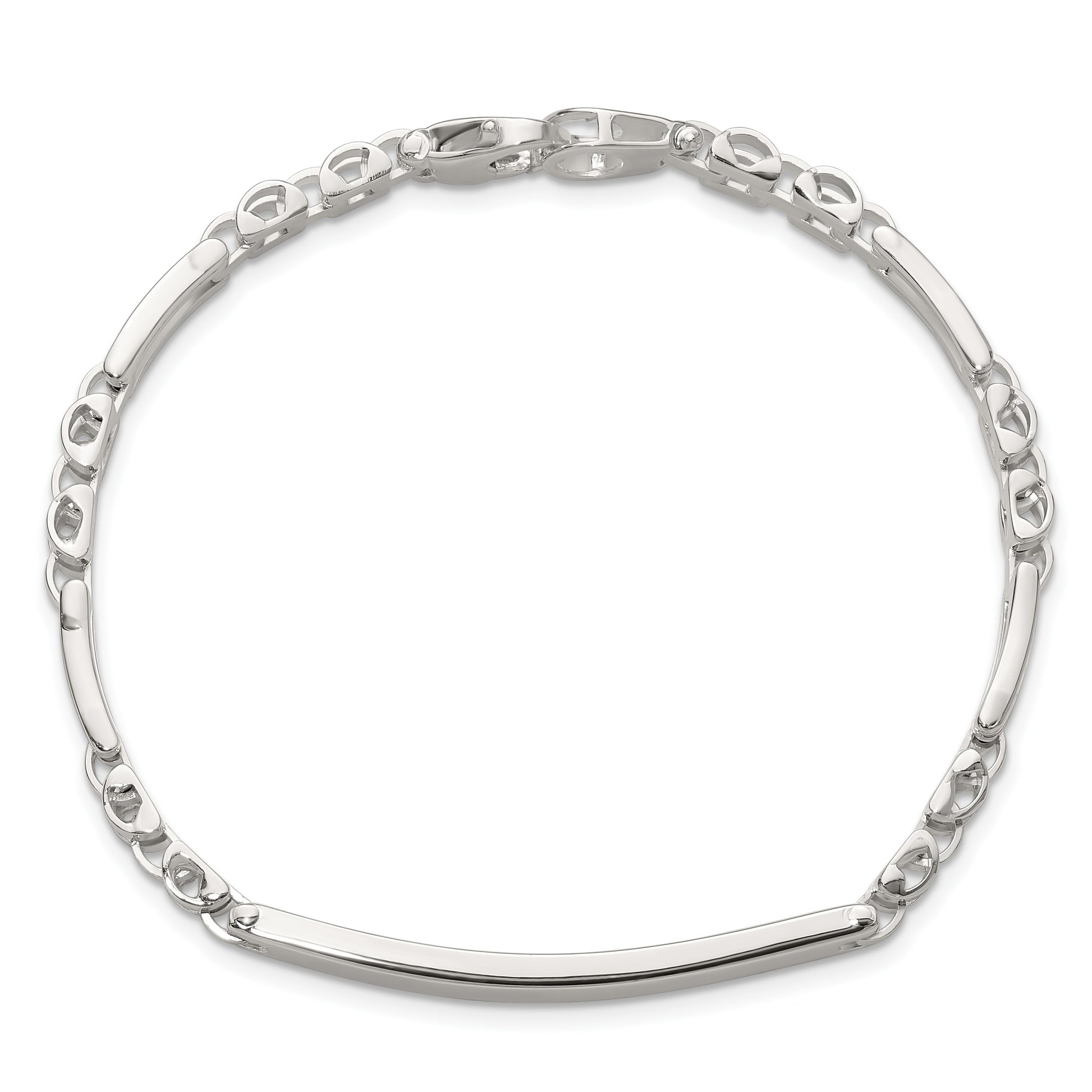 Sterling Silver Polished 4.7mm Fancy Link 7.5 inch ID Bracelet