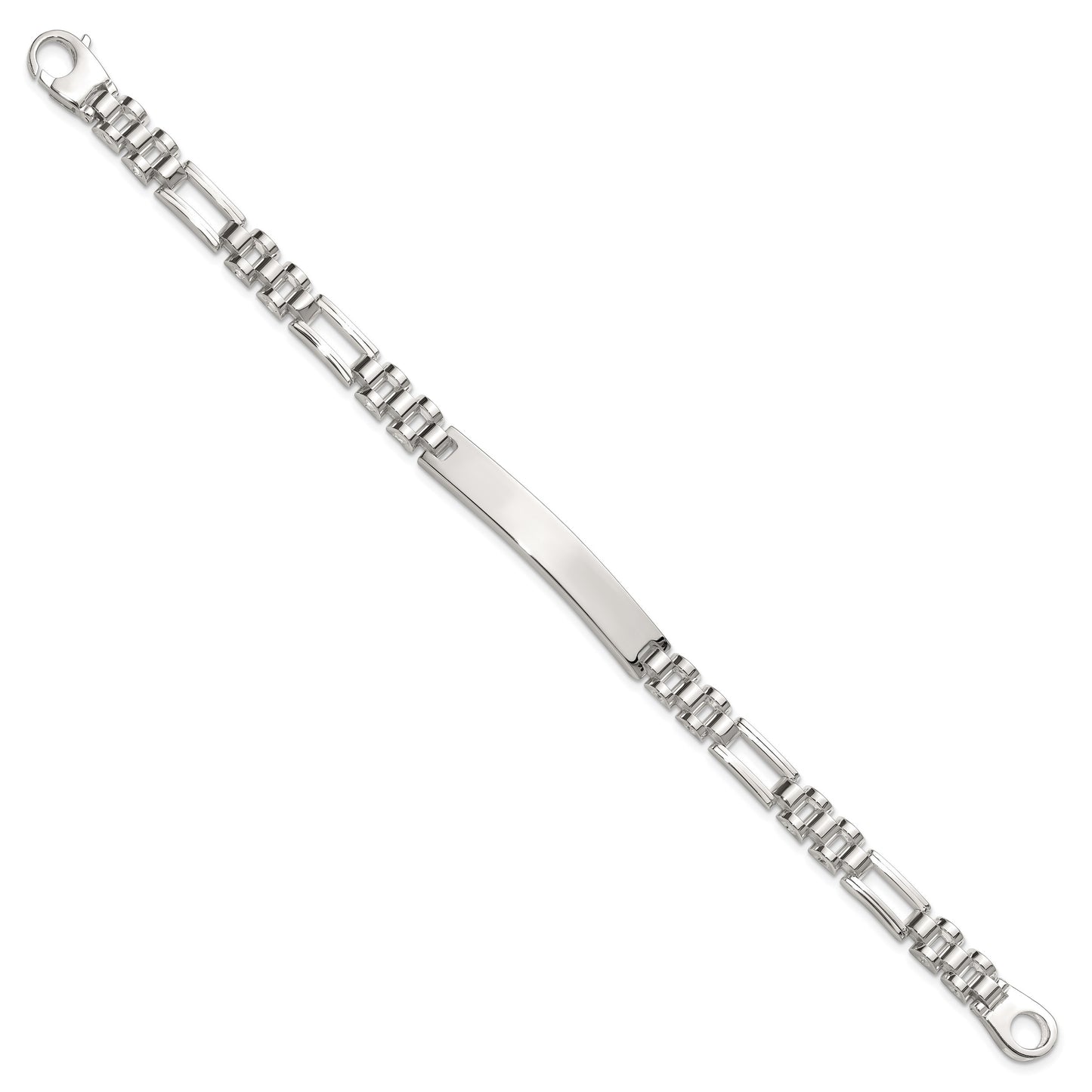 Sterling Silver Polished 6.5mm Fancy Link 7.75 inch ID Bracelet