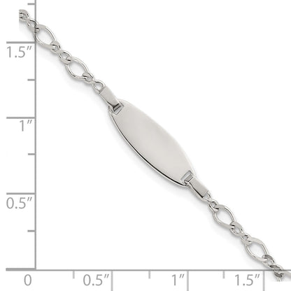 Sterling Silver Polished Fancy Link 5 inch with 1 inch Extension Childrens ID Bracelet
