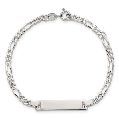 Sterling Silver Polished Figaro Link 6.25 inch with 1 inch Extension Childrens ID Bracelet