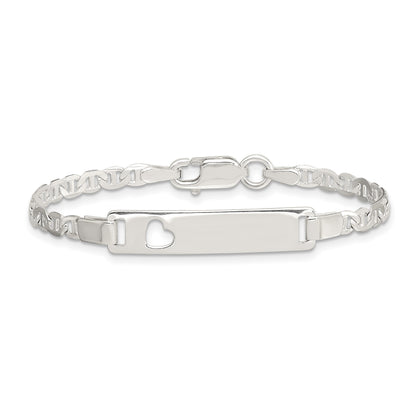 Sterling Silver Baby ID with Cut-out Heart Bracelet