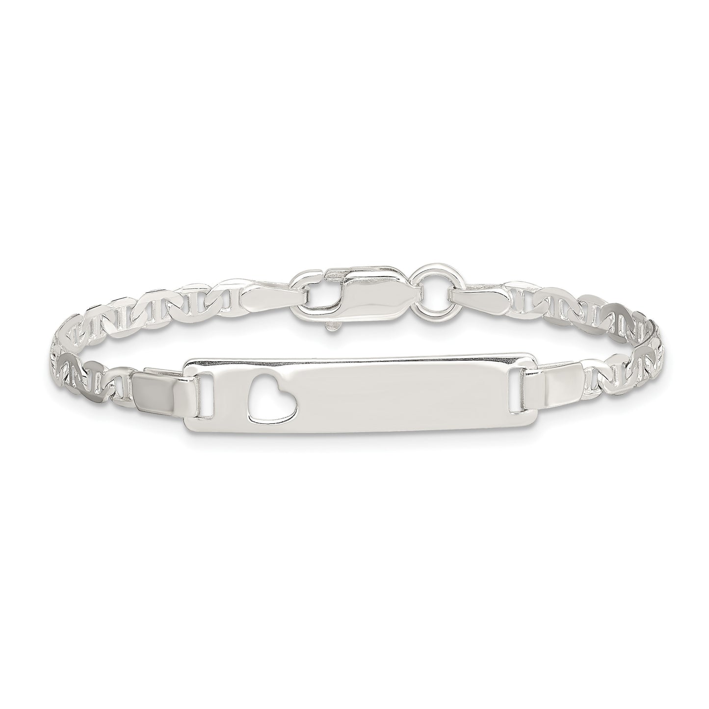 Sterling Silver Baby ID with Cut-out Heart Bracelet