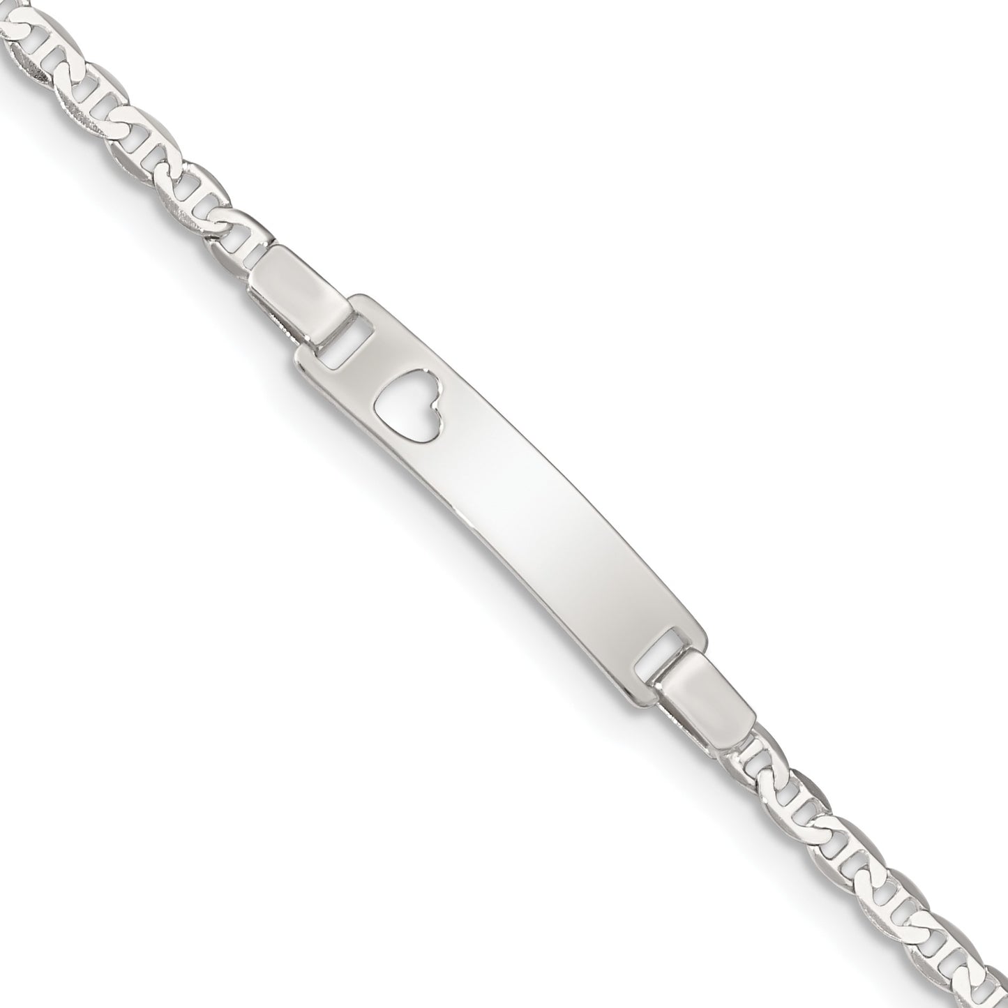 Sterling Silver Baby ID with Cut-out Heart Bracelet