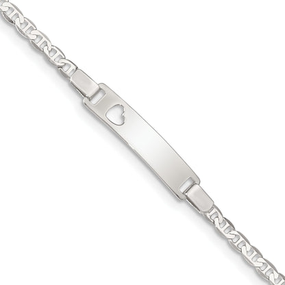 Sterling Silver Baby ID with Cut-out Heart Bracelet