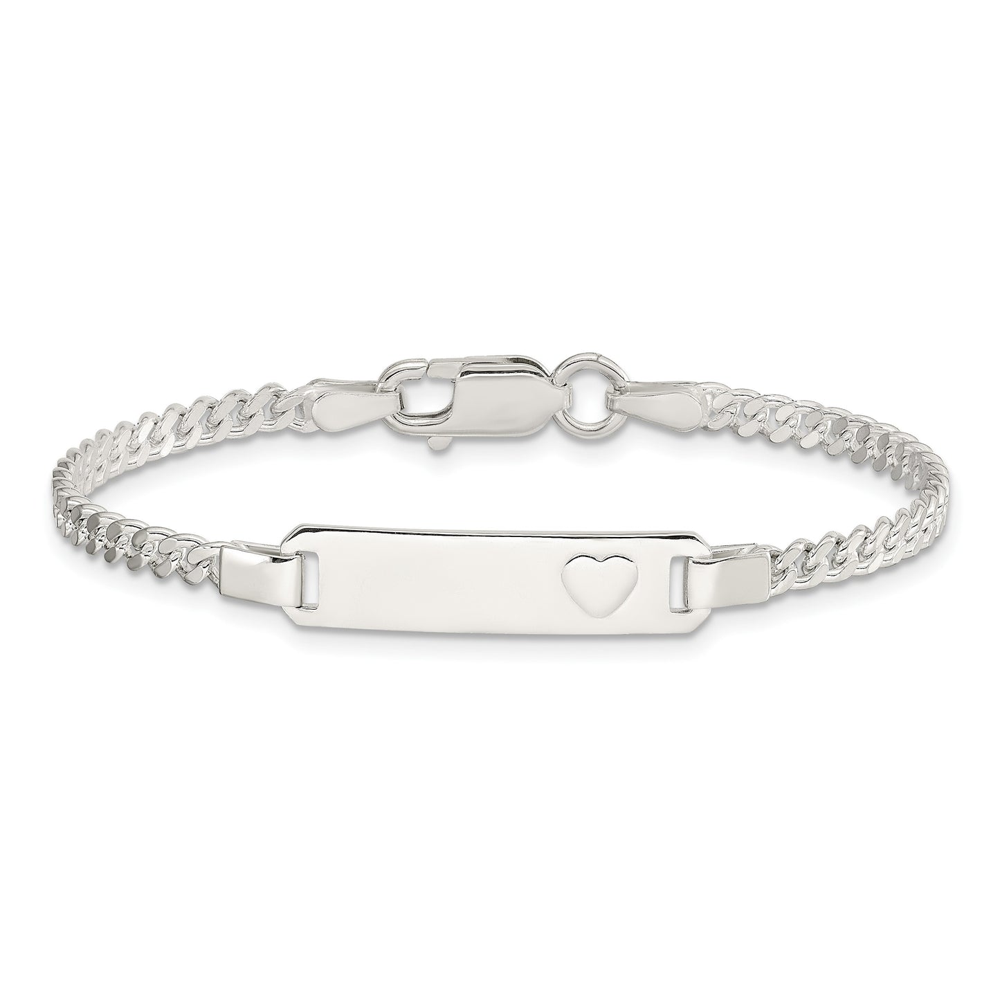 Sterling Silver Baby ID with Heart Bracelet
