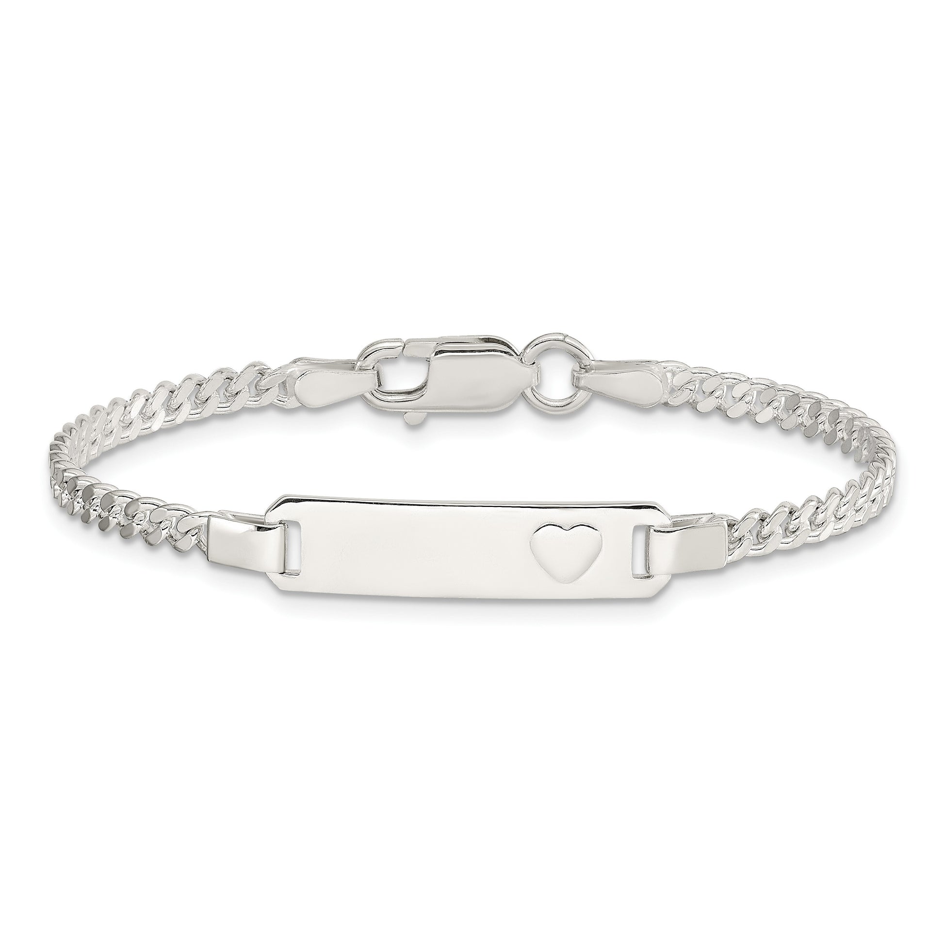 Sterling Silver Baby ID with Heart Bracelet