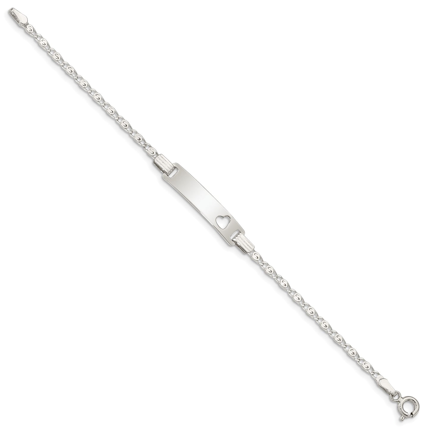 Sterling Silver Baby ID with Cut-out Heart Bracelet
