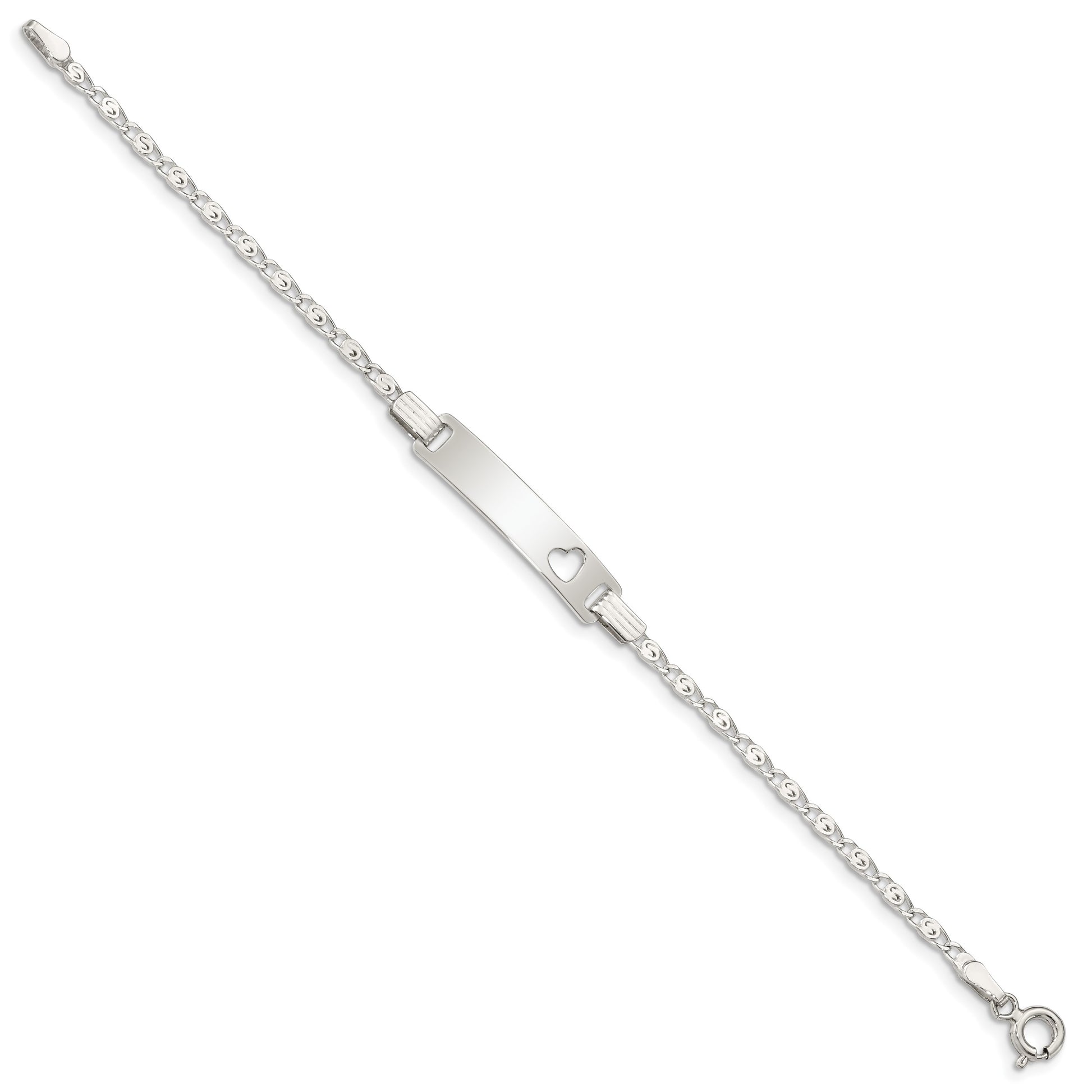 Sterling Silver Baby ID with Cut-out Heart Bracelet