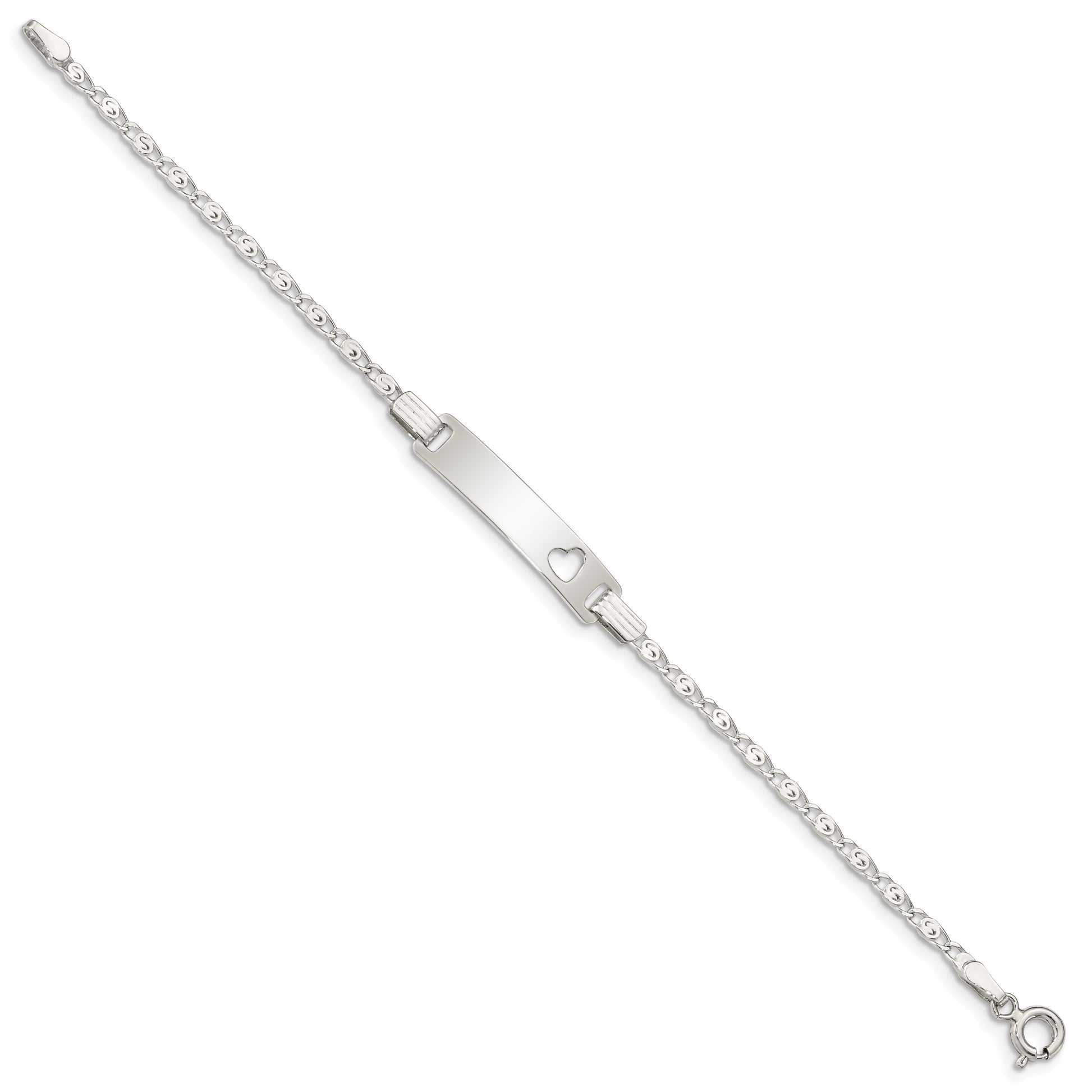 Sterling Silver Baby ID with Cut-out Heart Bracelet