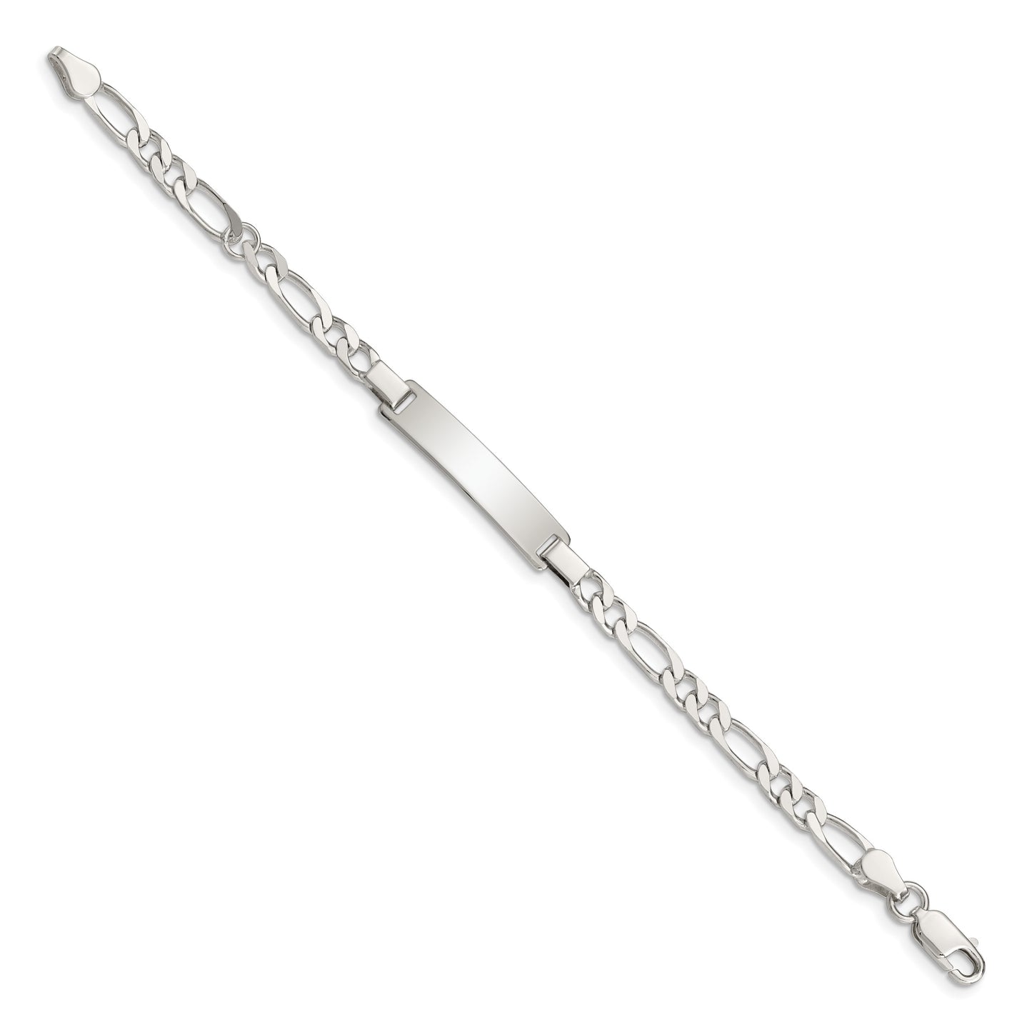 Sterling Silver Engraveable Childrens ID on Figaro Link Bracelet