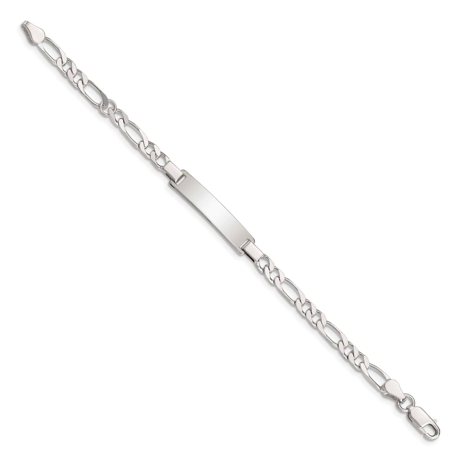 Sterling Silver Engraveable Childrens ID on Figaro Link Bracelet