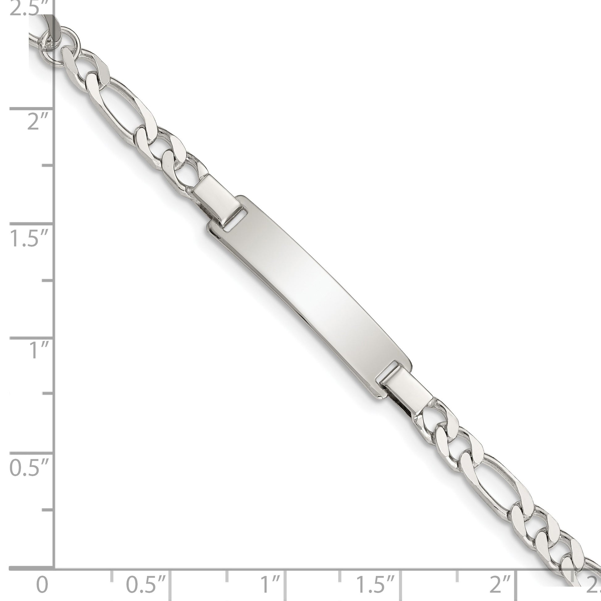 Sterling Silver Engraveable Childrens ID on Figaro Link Bracelet
