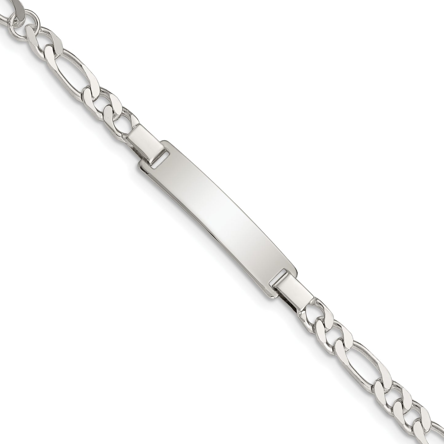 Sterling Silver Engraveable Childrens ID on Figaro Link Bracelet