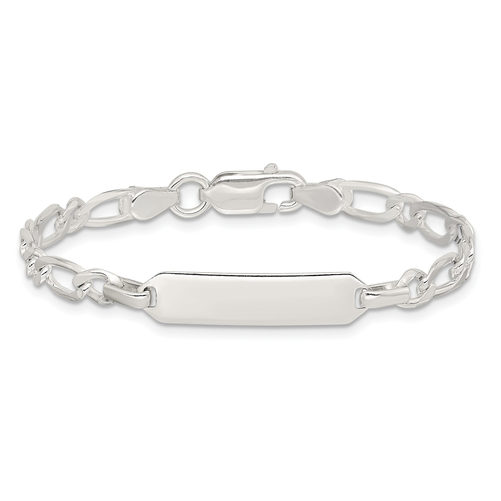 Sterling Silver 6inch Polished Engraveable Childrens ID Bracelet