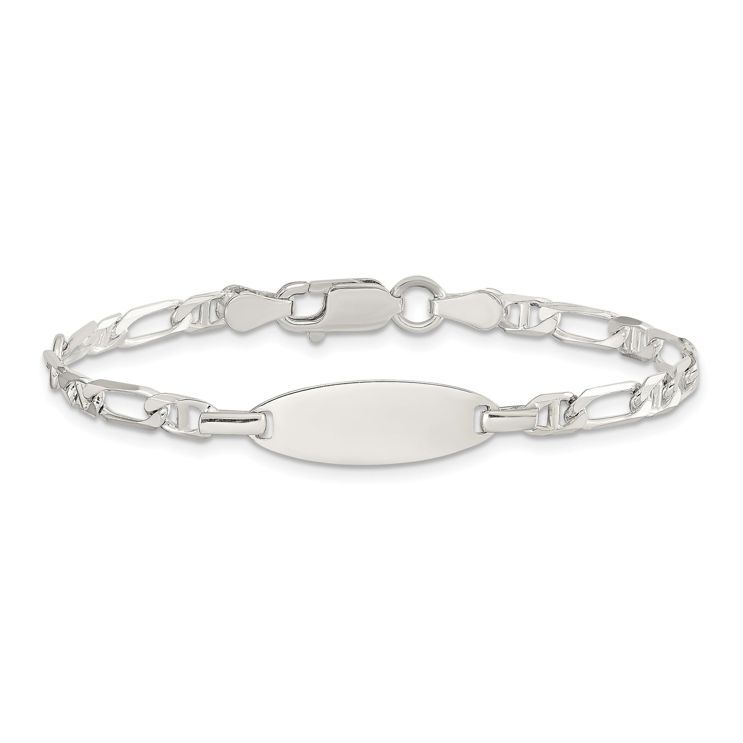 Sterling Silver Polished Engraveable 5in Plus 1in EXT Childrens ID Bracelet