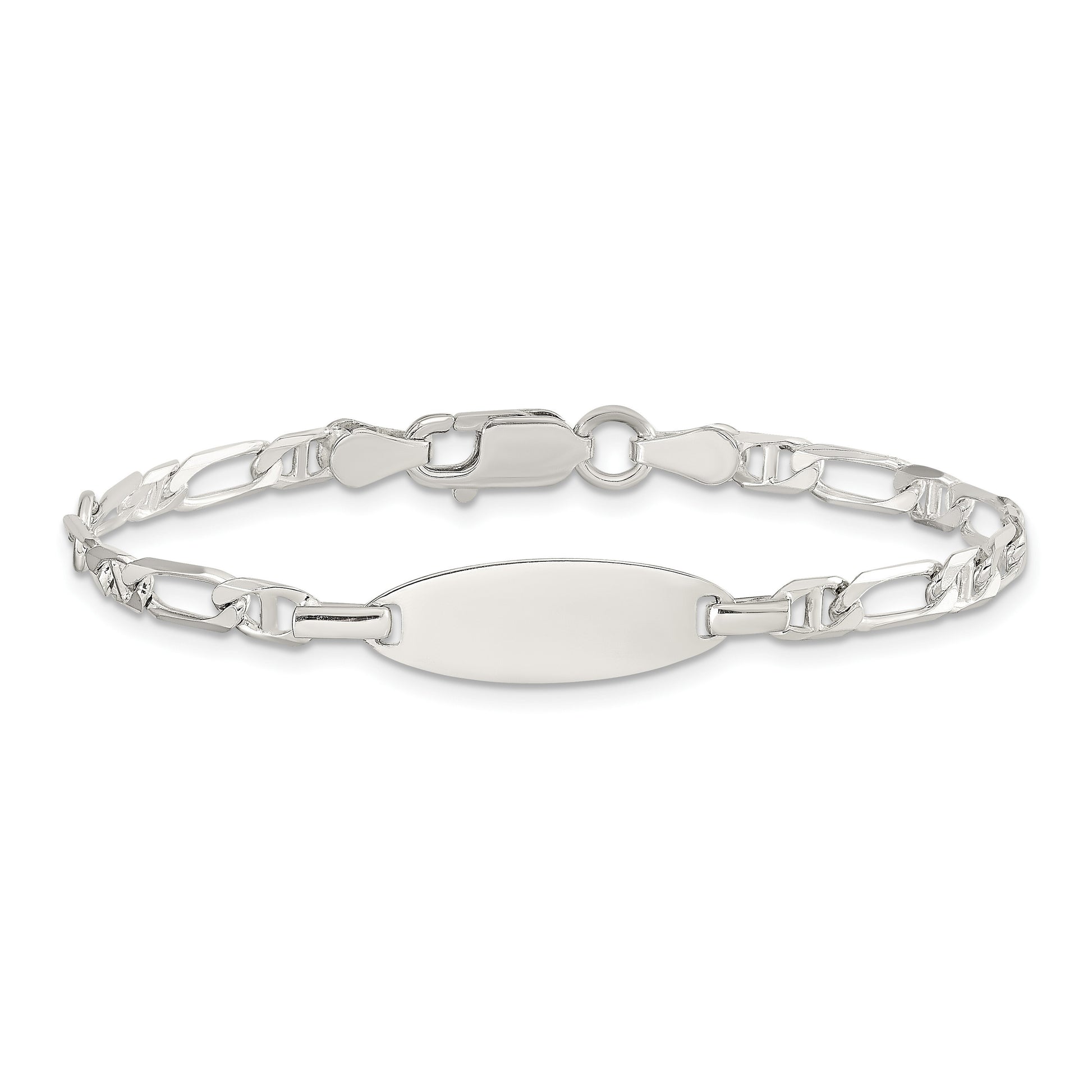 Sterling Silver Polished Engraveable 5in Plus 1in EXT Childrens ID Bracelet