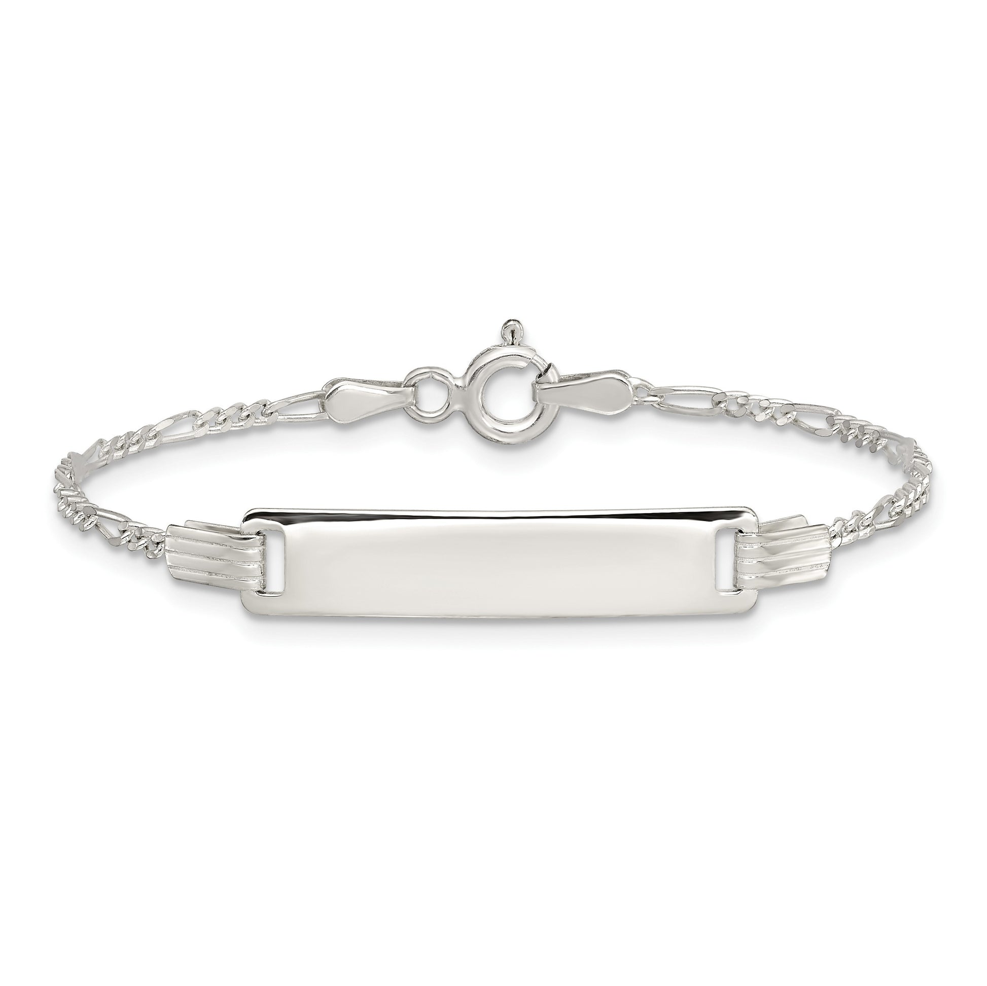 Sterling Silver Engraveable Childrens ID on Figaro Link Bracelet