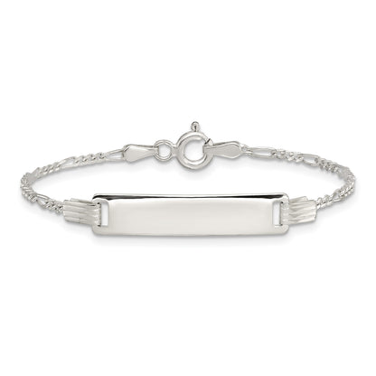 Sterling Silver Engraveable Childrens ID on Figaro Link Bracelet