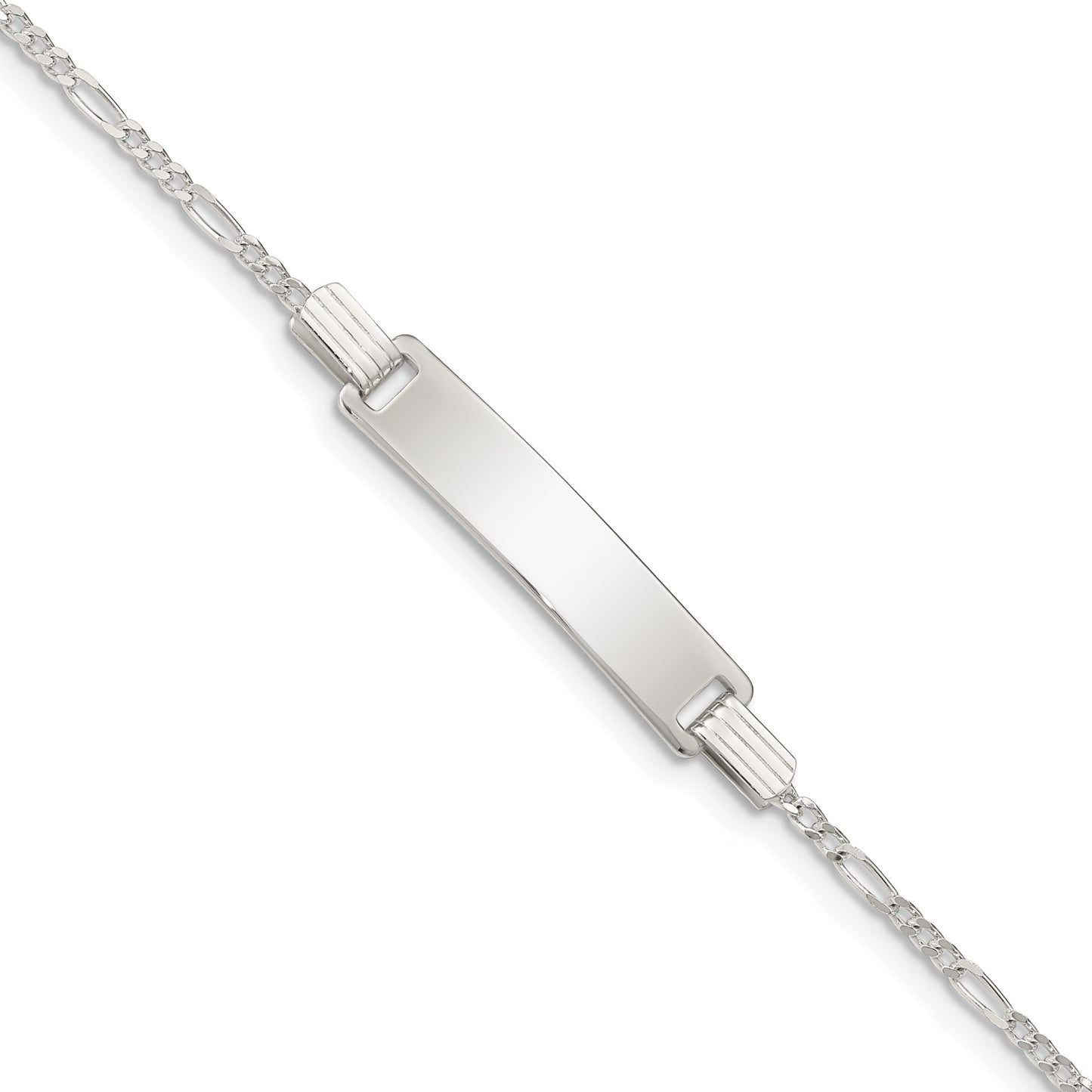 Sterling Silver Engraveable Childrens ID on Figaro Link Bracelet