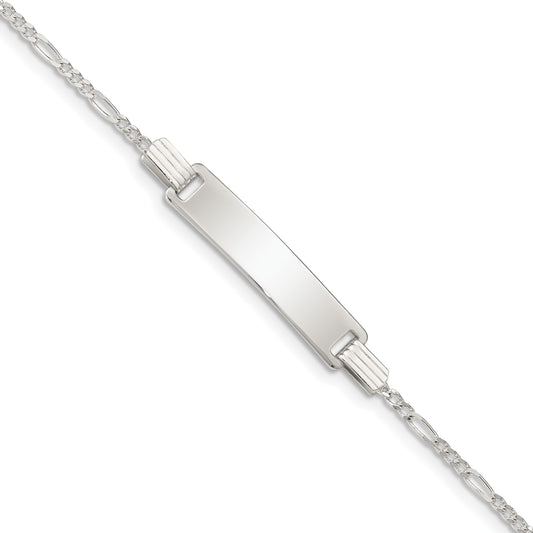 Sterling Silver Engraveable Childrens ID on Figaro Link Bracelet