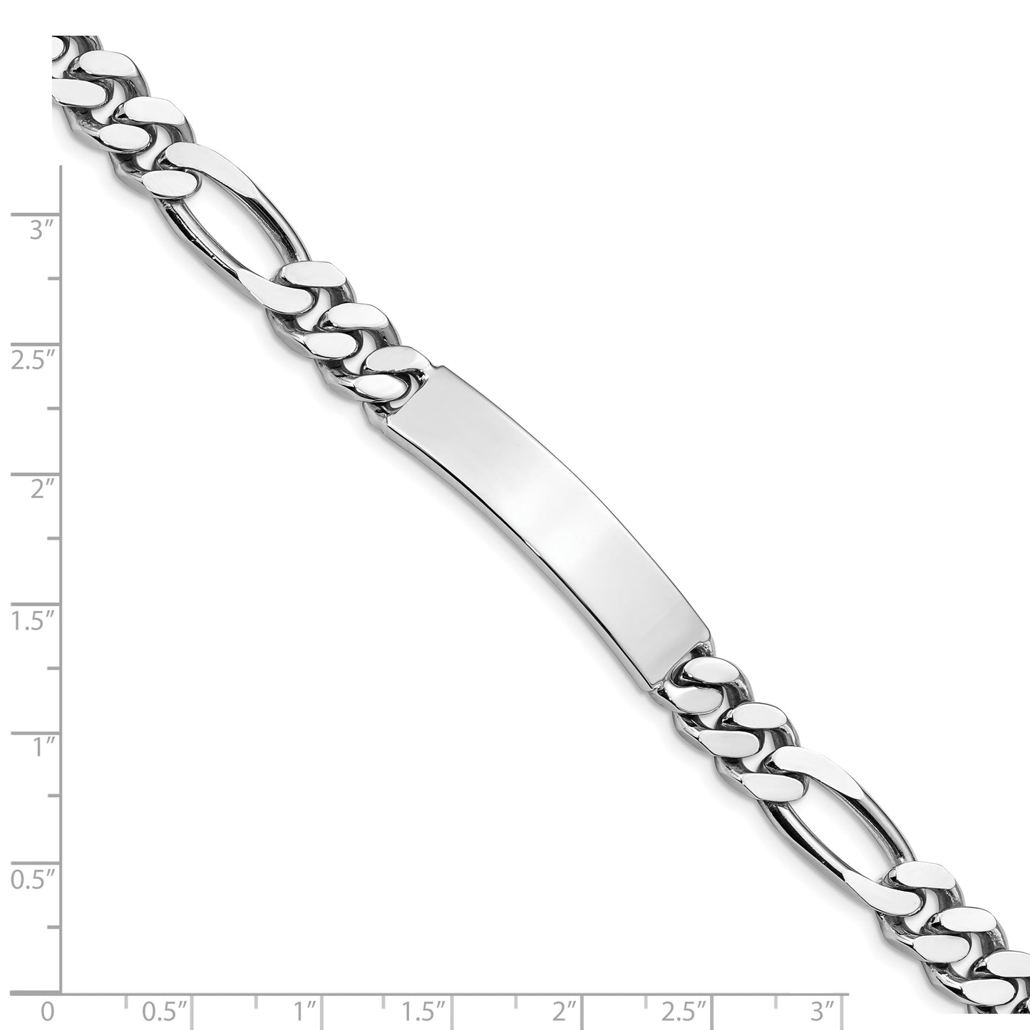 Sterling Silver Polished Engraveable Figaro Link ID Bracelet