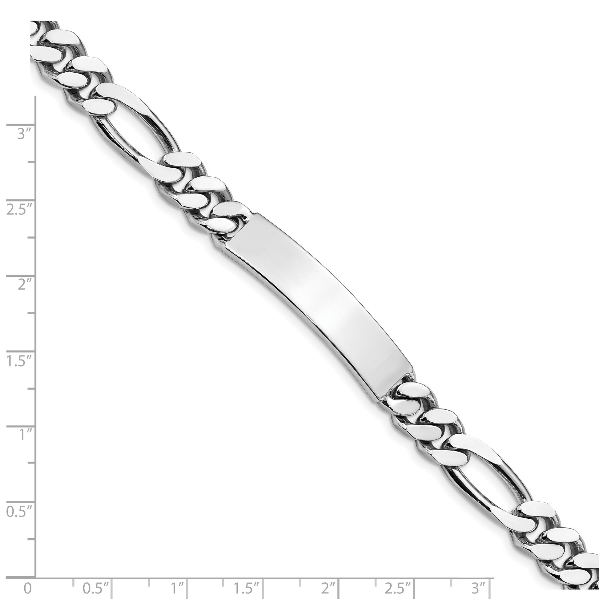 Sterling Silver Polished Engraveable Figaro Link ID Bracelet
