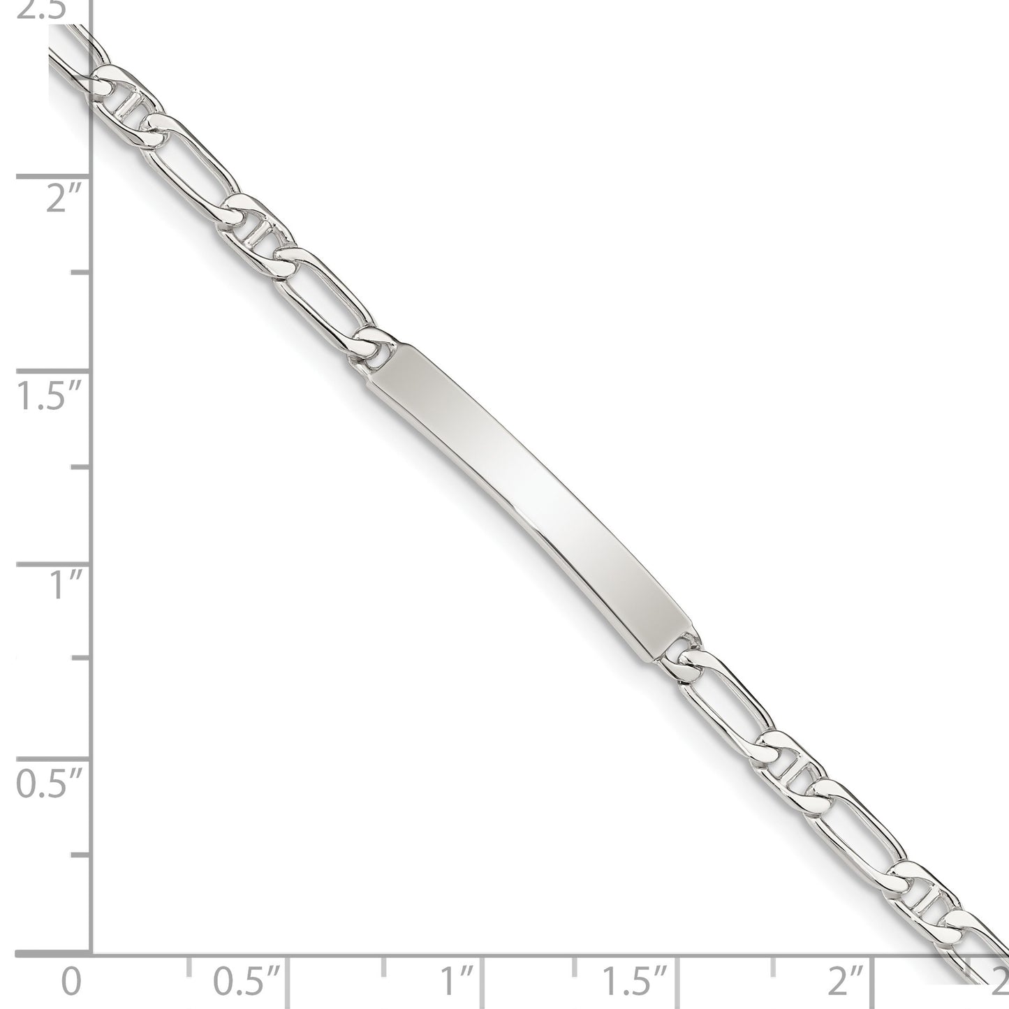 Sterling Silver 8inch Polished Engraveable Anchor Link ID Bracelet