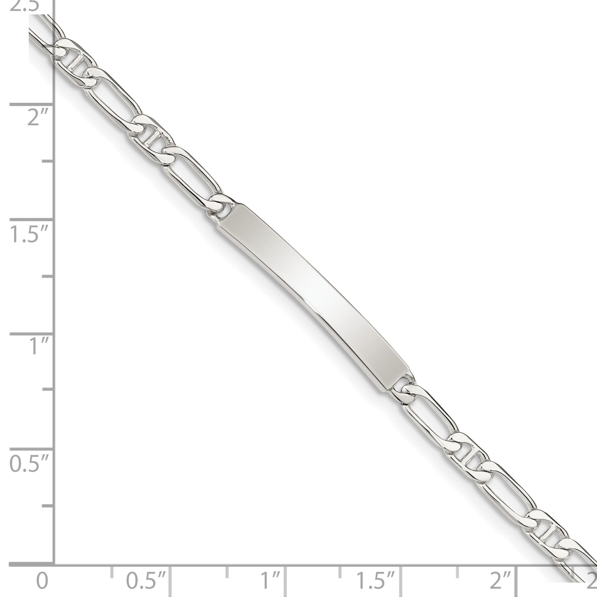 Sterling Silver 8inch Polished Engraveable Anchor Link ID Bracelet