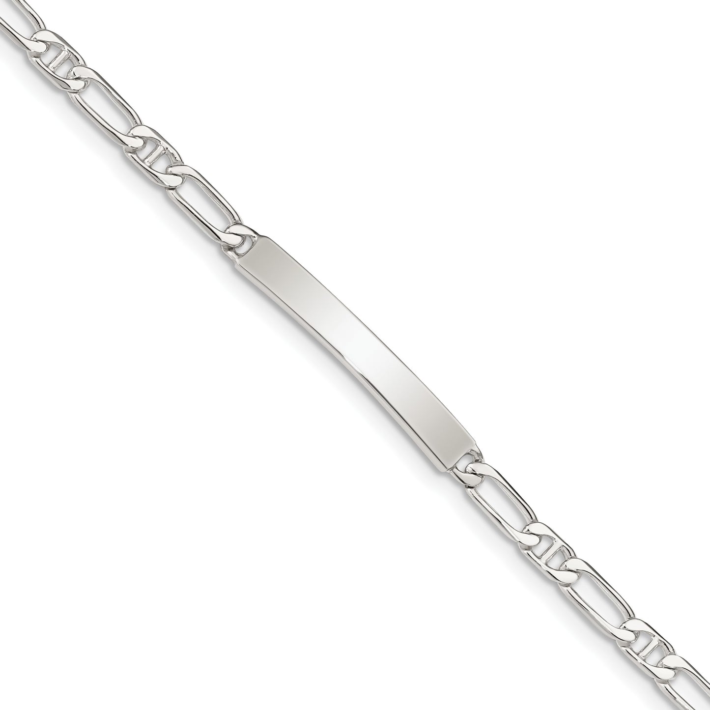 Sterling Silver Polished Engraveable Anchor Link ID Bracelet