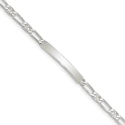 Sterling Silver Polished Engraveable Anchor Link ID Bracelet