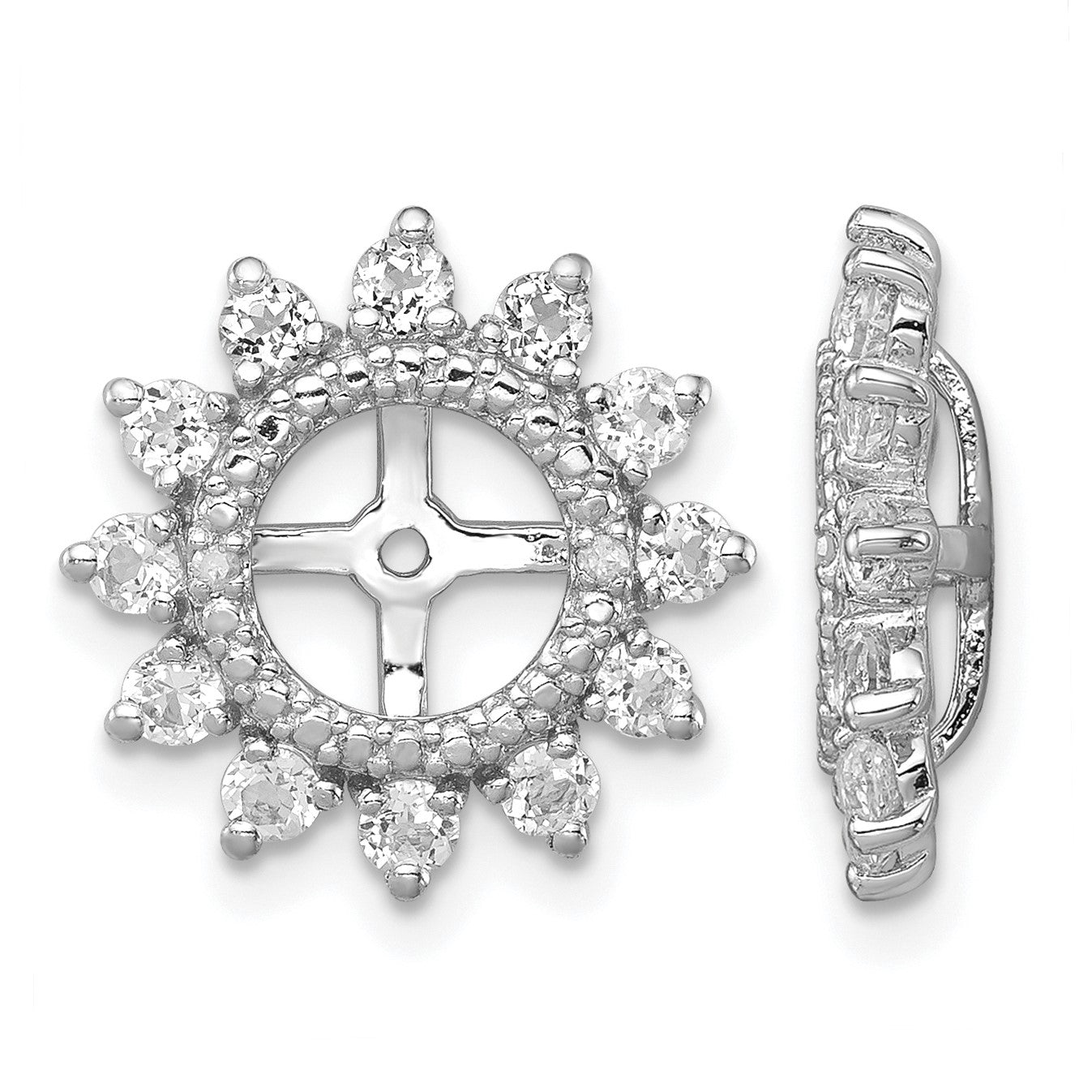 Sterling Silver Rhodium Diam. & White Topaz Earring Jacket