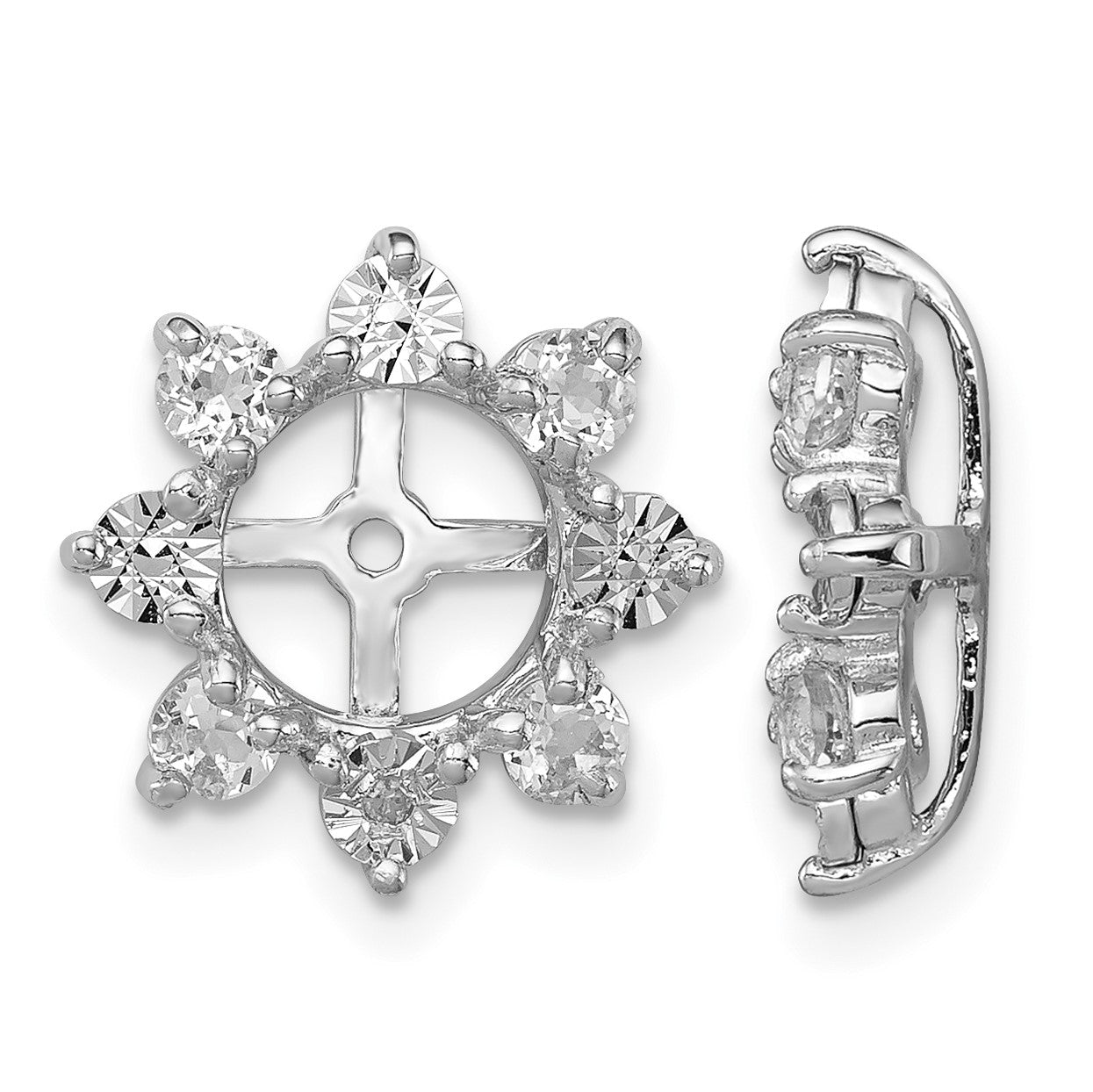 Sterling Silver Rhodium Diam. & White Topaz Earring Jacket