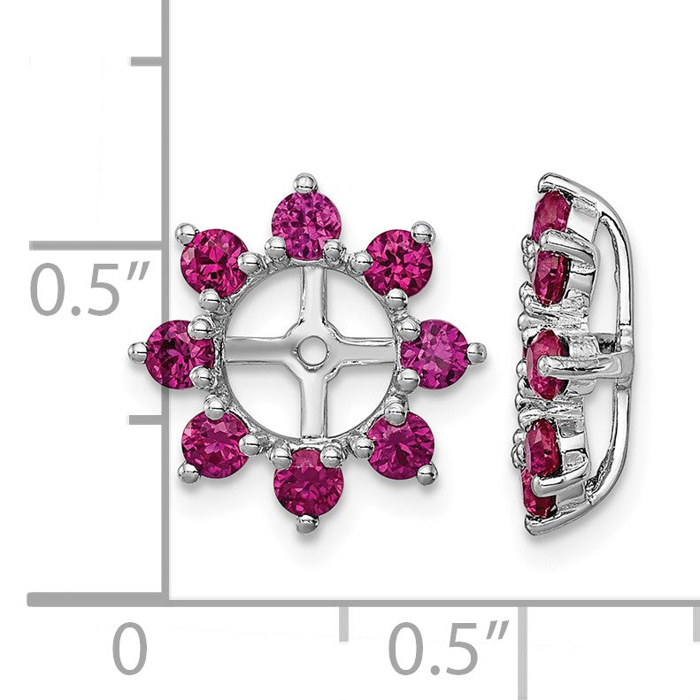 Sterling Silver Rhodium Created Ruby Earring Jacket