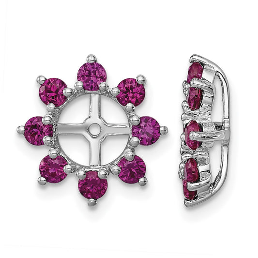 Sterling Silver Rhodium Created Ruby Earring Jacket