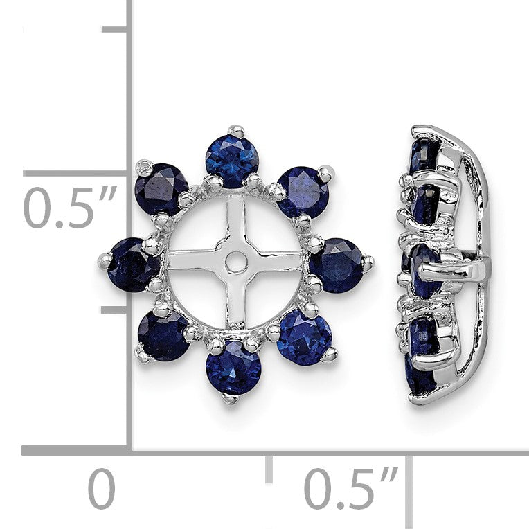 Sterling Silver Rhodium Created Sapphire Earring Jacket