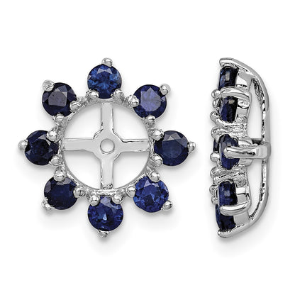Sterling Silver Rhodium Created Sapphire Earring Jacket