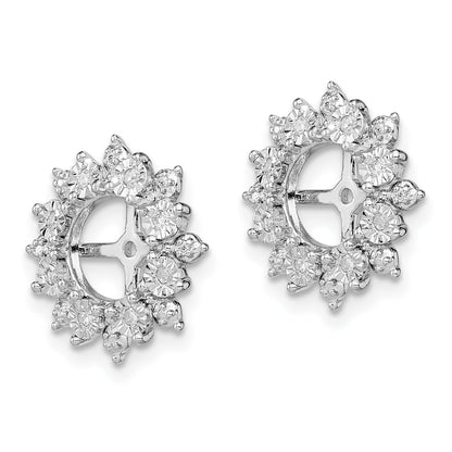 Sterling Silver Rhodium Diam. Earring Jacket