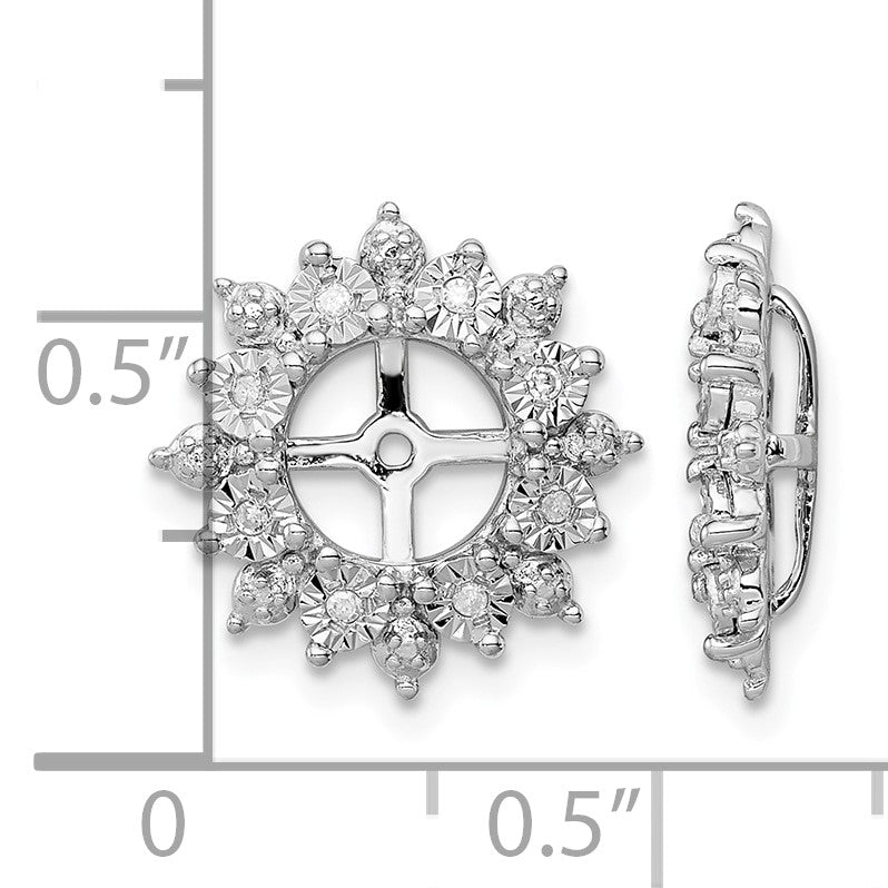 Sterling Silver Rhodium Diam. Earring Jacket