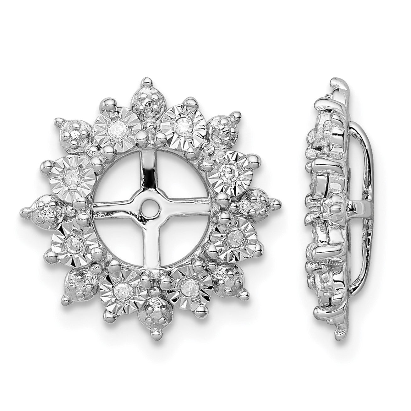 Sterling Silver Rhodium Diam. Earring Jacket