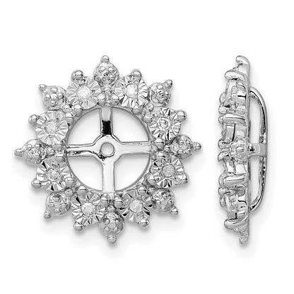 Sterling Silver Rhodium Diam. Earring Jacket