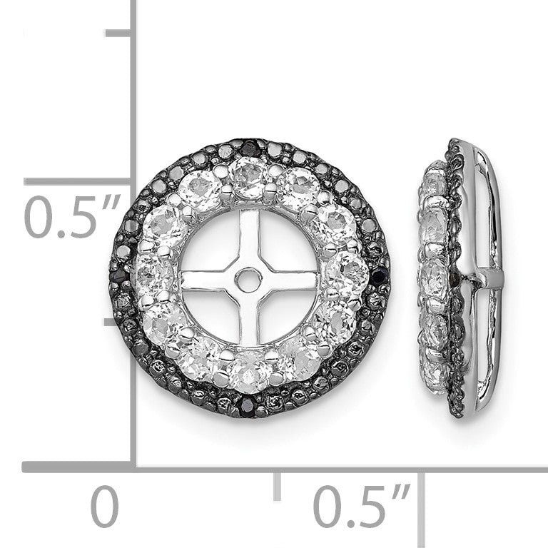 Sterling Silver Rhodium White Topaz & Black Sapphire Earring Jacket